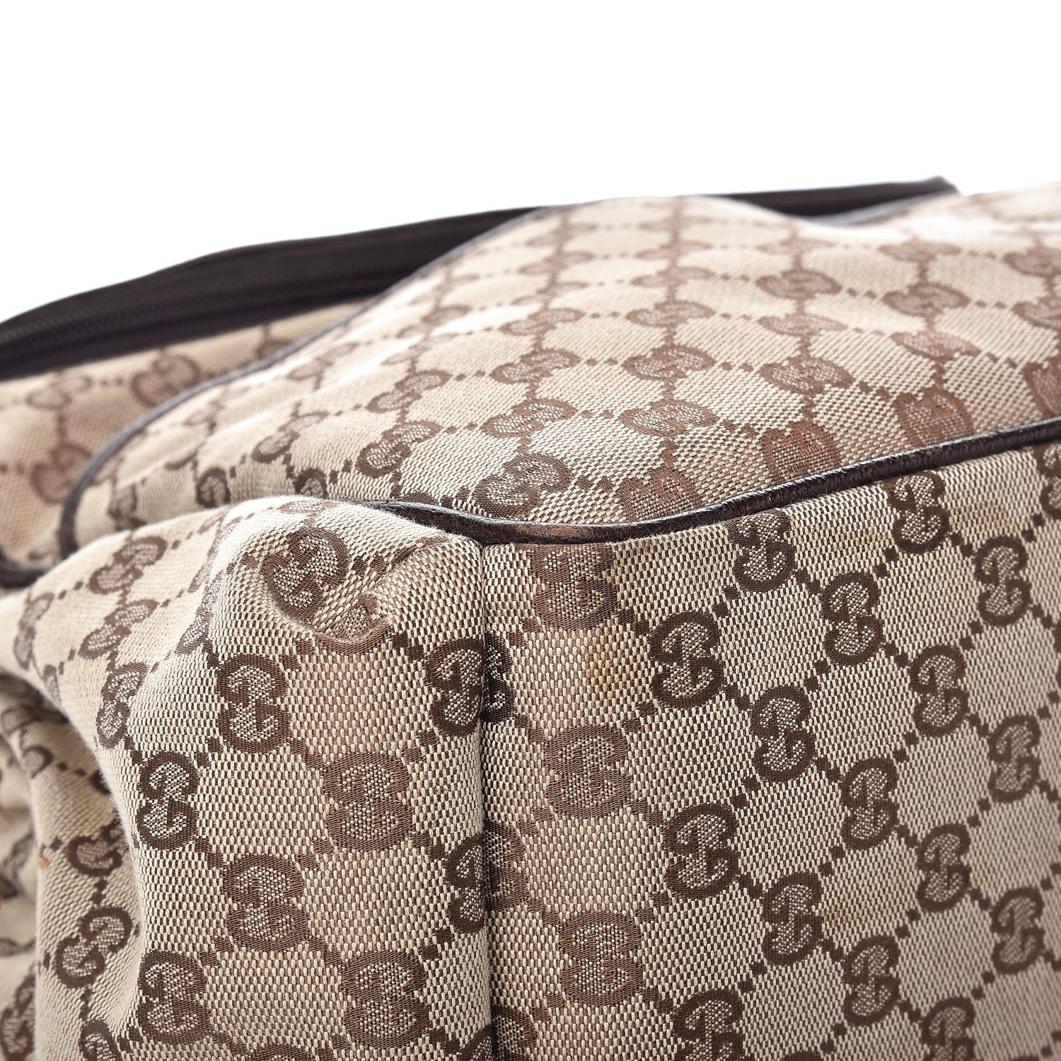Gucci Monogram Natural Pigskin Large Diaper Bag Beige Ebony Cocoa Dark Chocolate 14 of 15