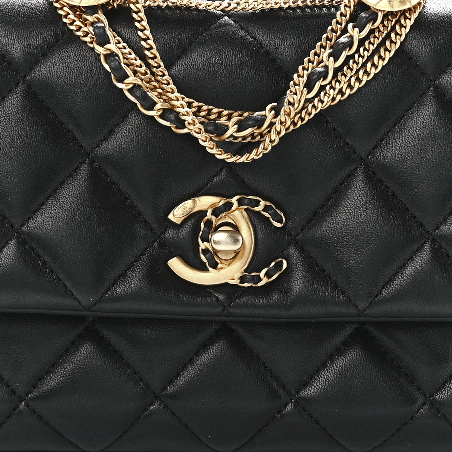 Chanel Lambskin Quilted Mini Medallion Multi Chain Flap Black 8 of 11