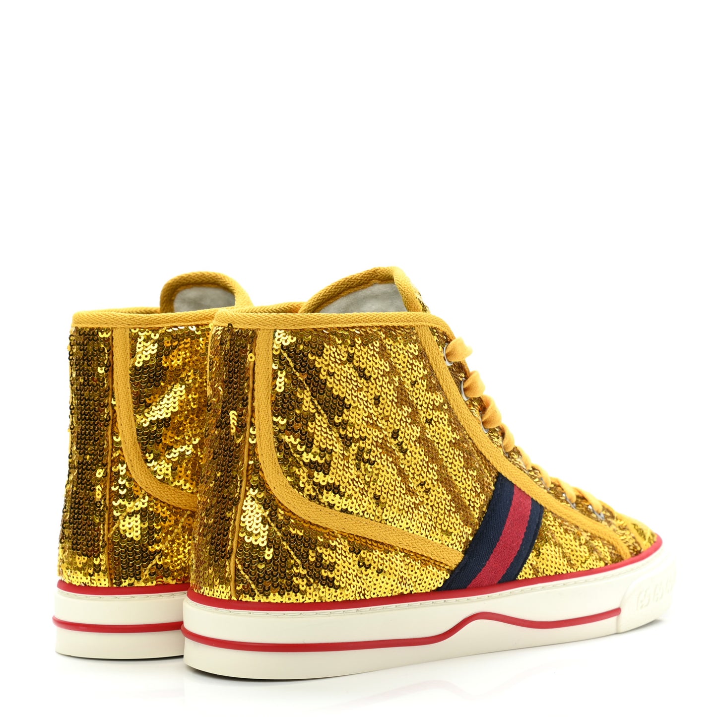Sequin Web Matelasse Womens 1977 Tennis High Top Sneakers 38 Gold Yellow