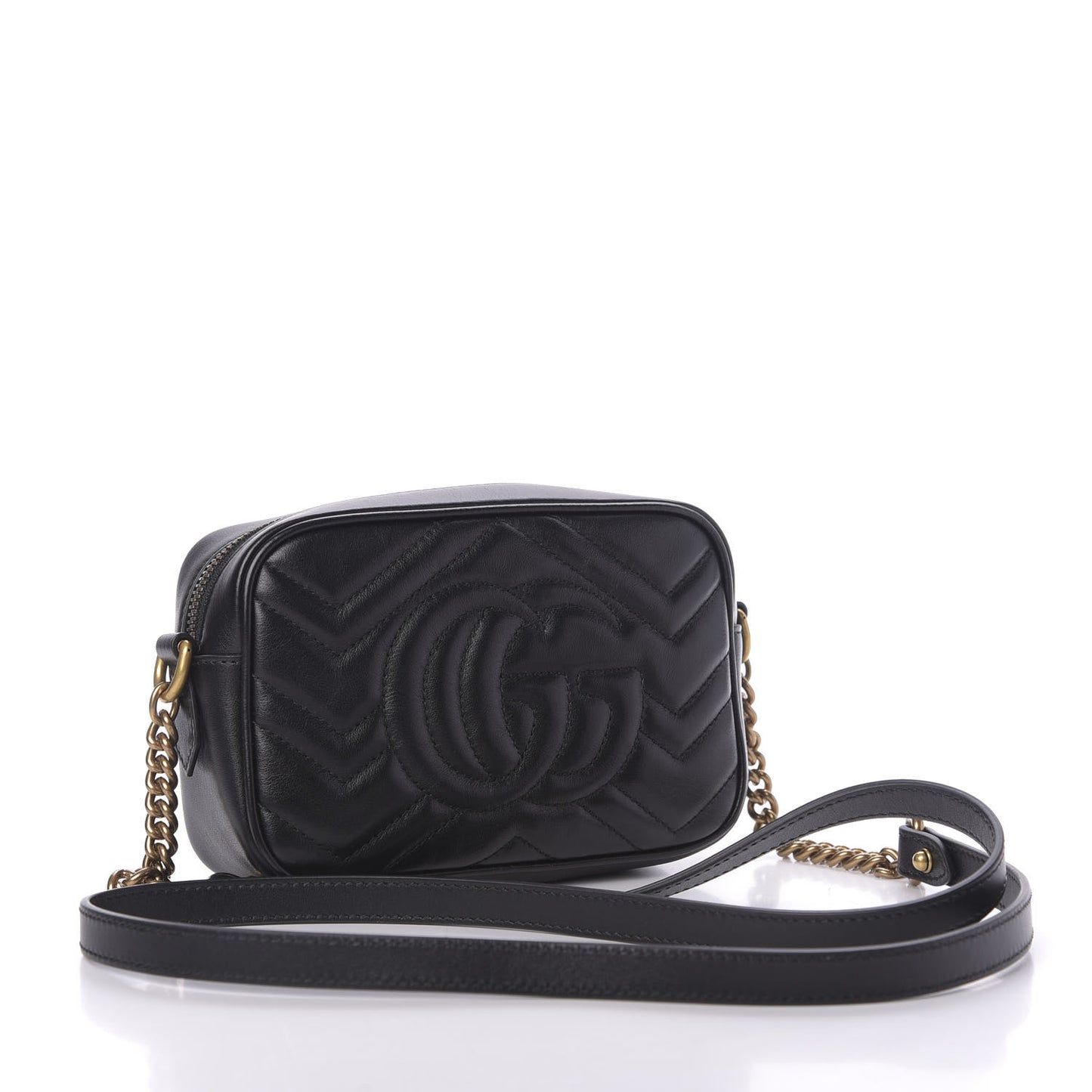 Calfskin Matelasse Mini GG Marmont Chain Shoulder Bag Black