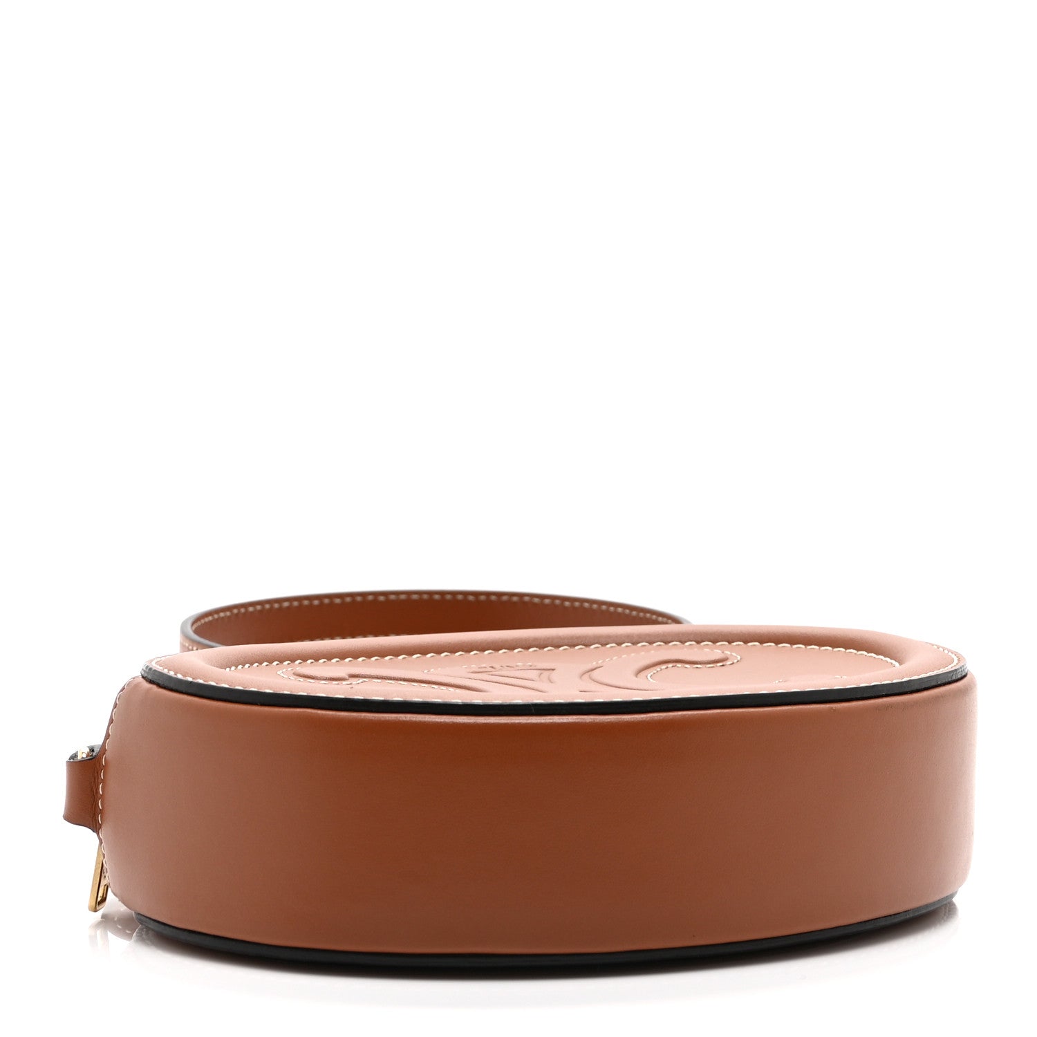 Celine Smooth Calfskin Cuir Small Triomphe Oval Crossbody Purse Tan 4 of 12