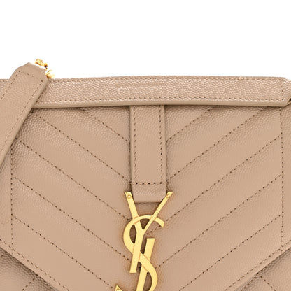 Saint Laurent Grain De Poudre Textured Mixed Matelasse Medium Triquilt Monogram Satchel Dark Beige 8 of 11