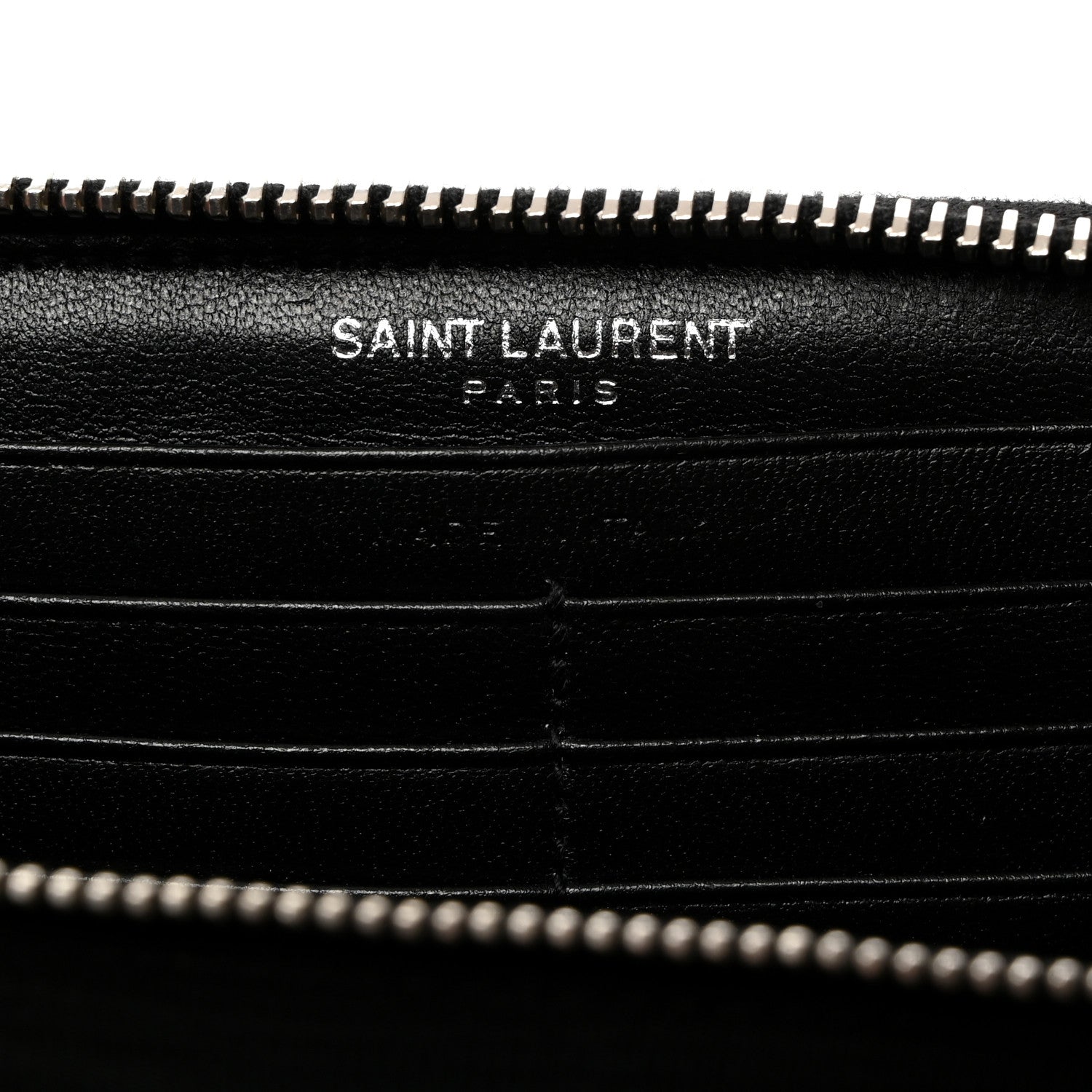 Saint Laurent Calfskin Matelasse Chevron Monogram Zip Around Wallet Black 6 of 7