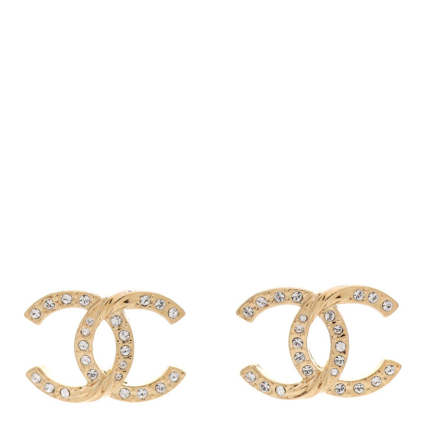 Crystal Large CC Earrings Gold