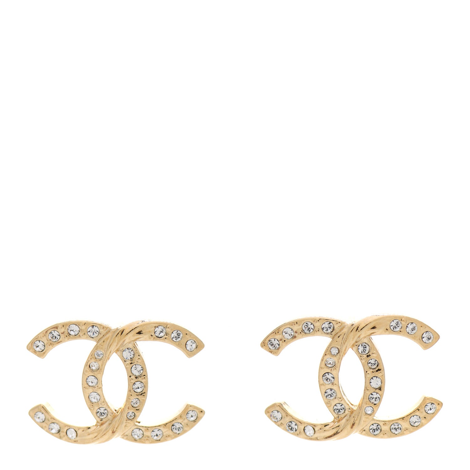 Chanel Crystal Large CC Earrings Gold 1 of 5