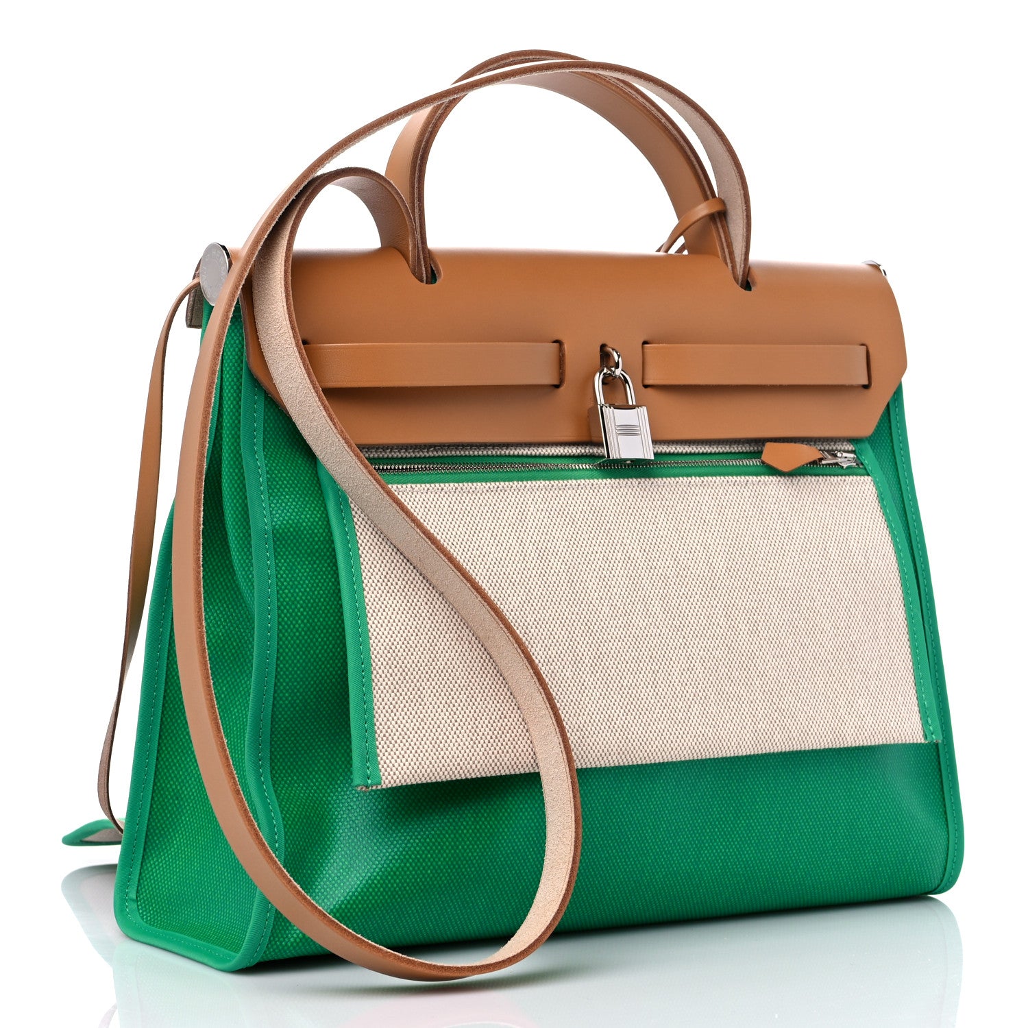 Hermes Toile H Berline Vache Hunter Herbag Zip PM 31 Menthe Natural 4 of 11