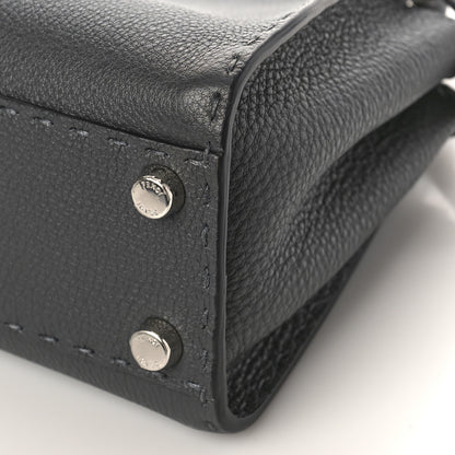 Fendi Cuoio Romano Selleria Bi-Color Mini Peekaboo Iconic Satchel Asfalto Latte 8 of 9