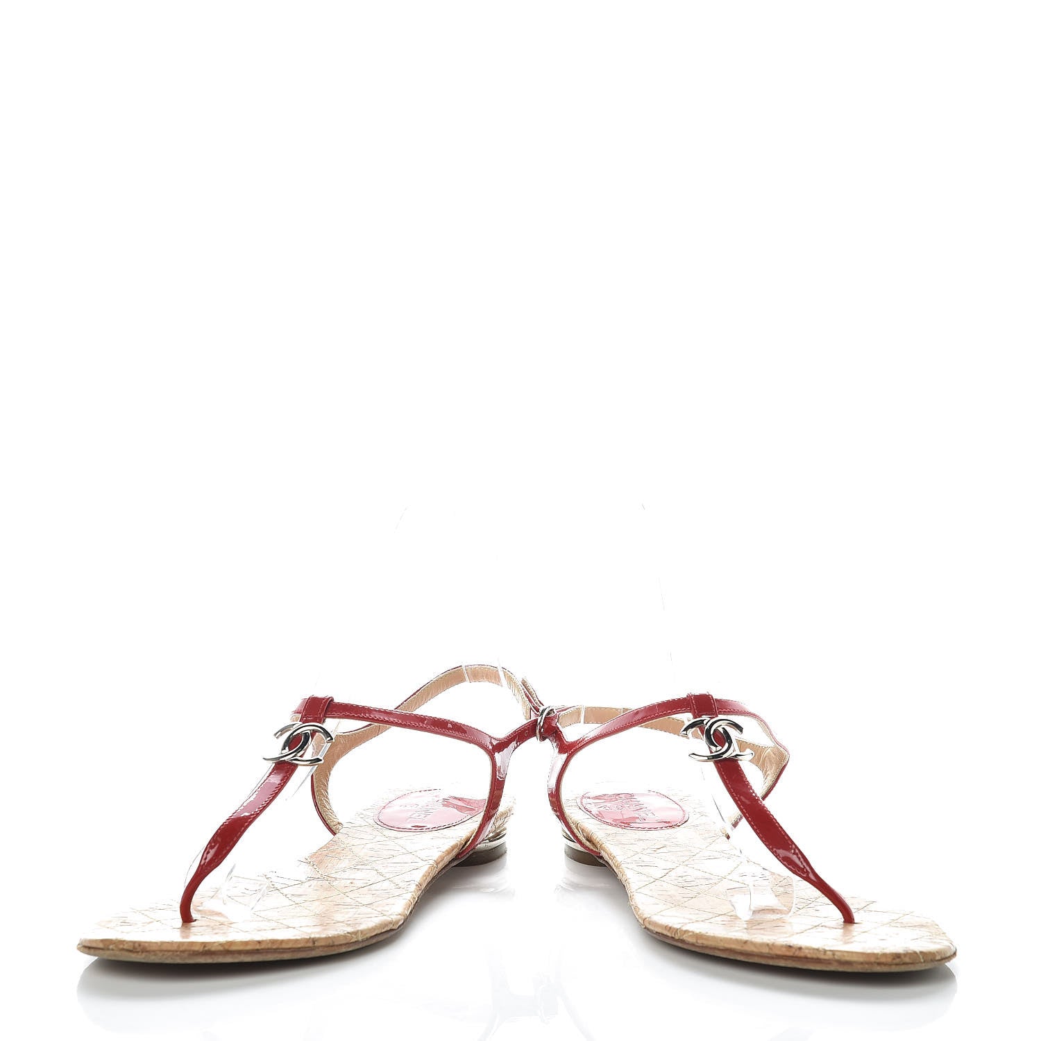 Chanel Patent CC Thong Sandals 38 Red 6 of 11