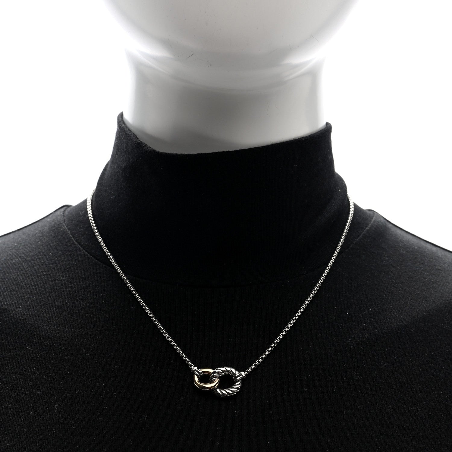 David Yurman Sterling Silver 18K Yellow Gold Belmont Pendant Necklace 2 of 5