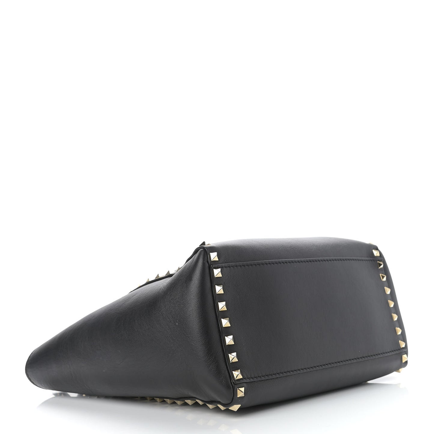 Vitello Rockstud Double Handle Tote Black