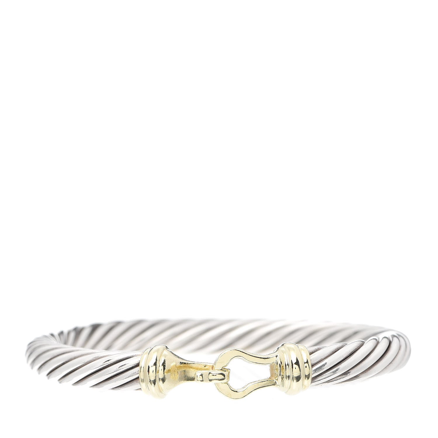 David Yurman Sterling Silver 14K Yellow Gold 7mm Cable Classic Buckle Bracelet 1 of 5