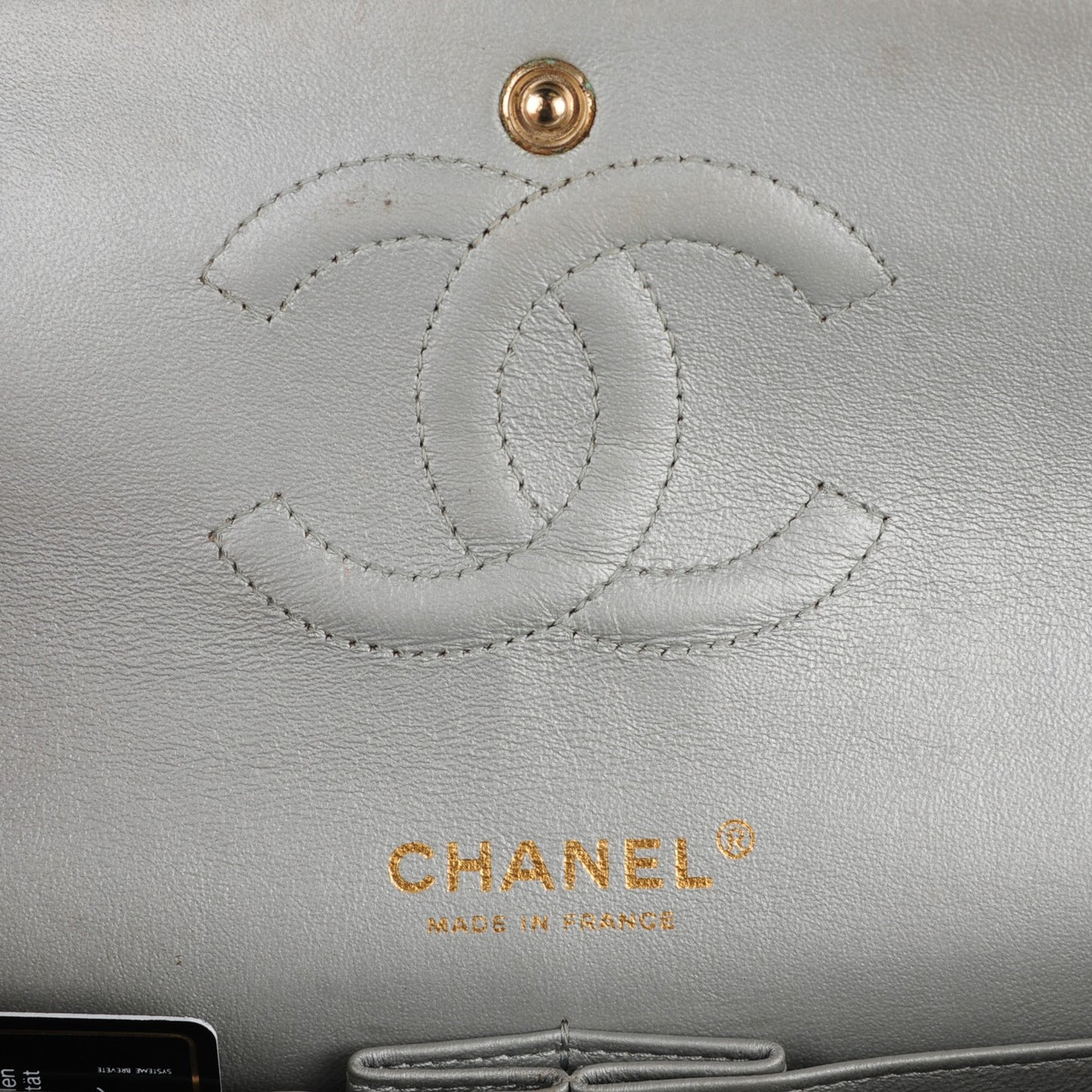 Iridescent Calfskin Medium Double Flap Light Gold
