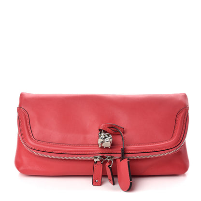 Alexander McQueen Nappa Padlock Skull Clutch Red 1 of 8