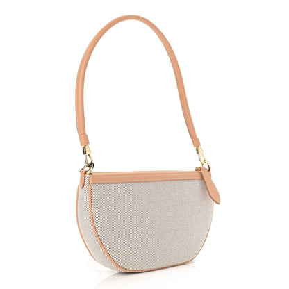 Burberry Canvas Smooth Calfskin Olympia Shoulder Bag Natural Tan 3 of 9
