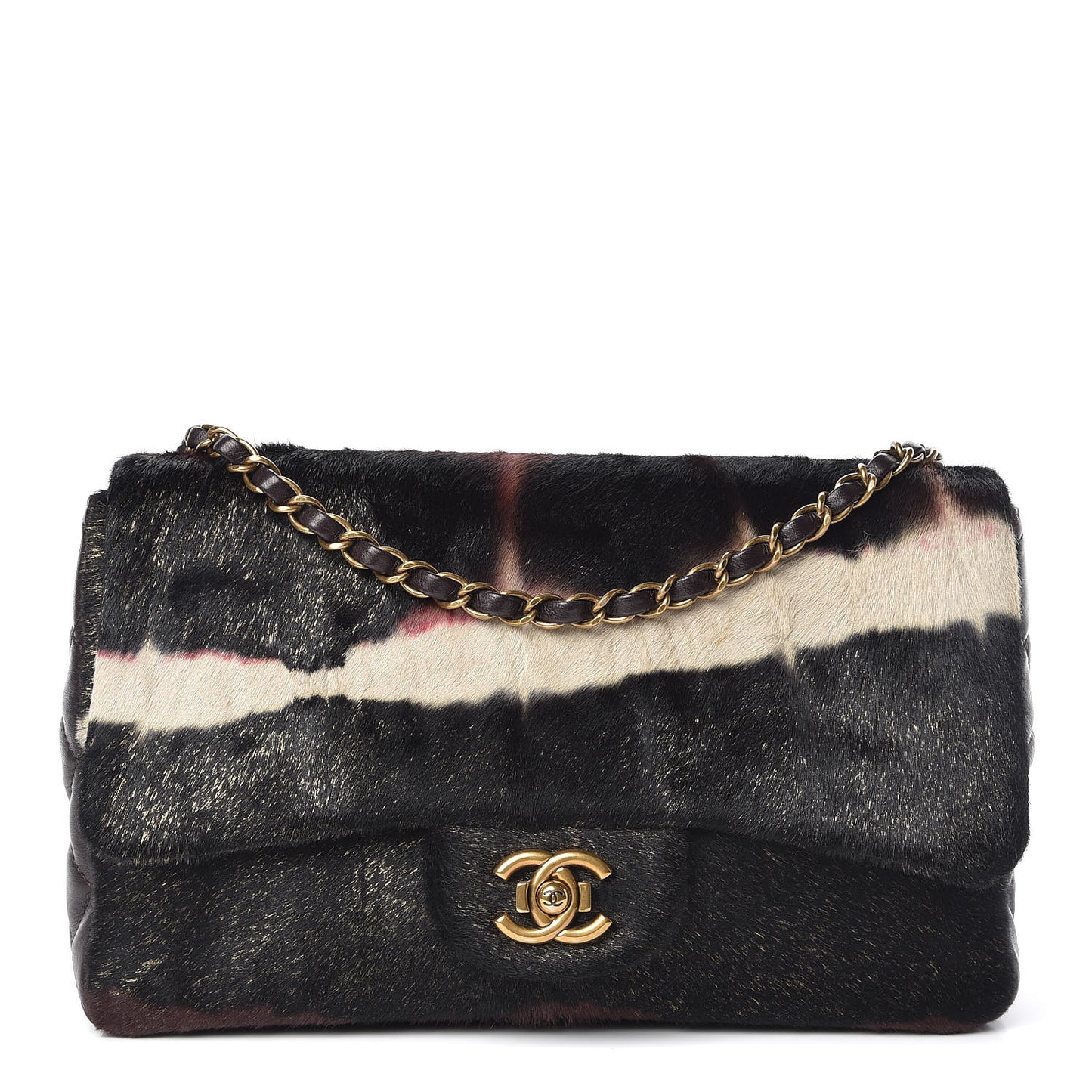 Pony Hair Lambskin Medium Paris Dallas Single Flap Gold
