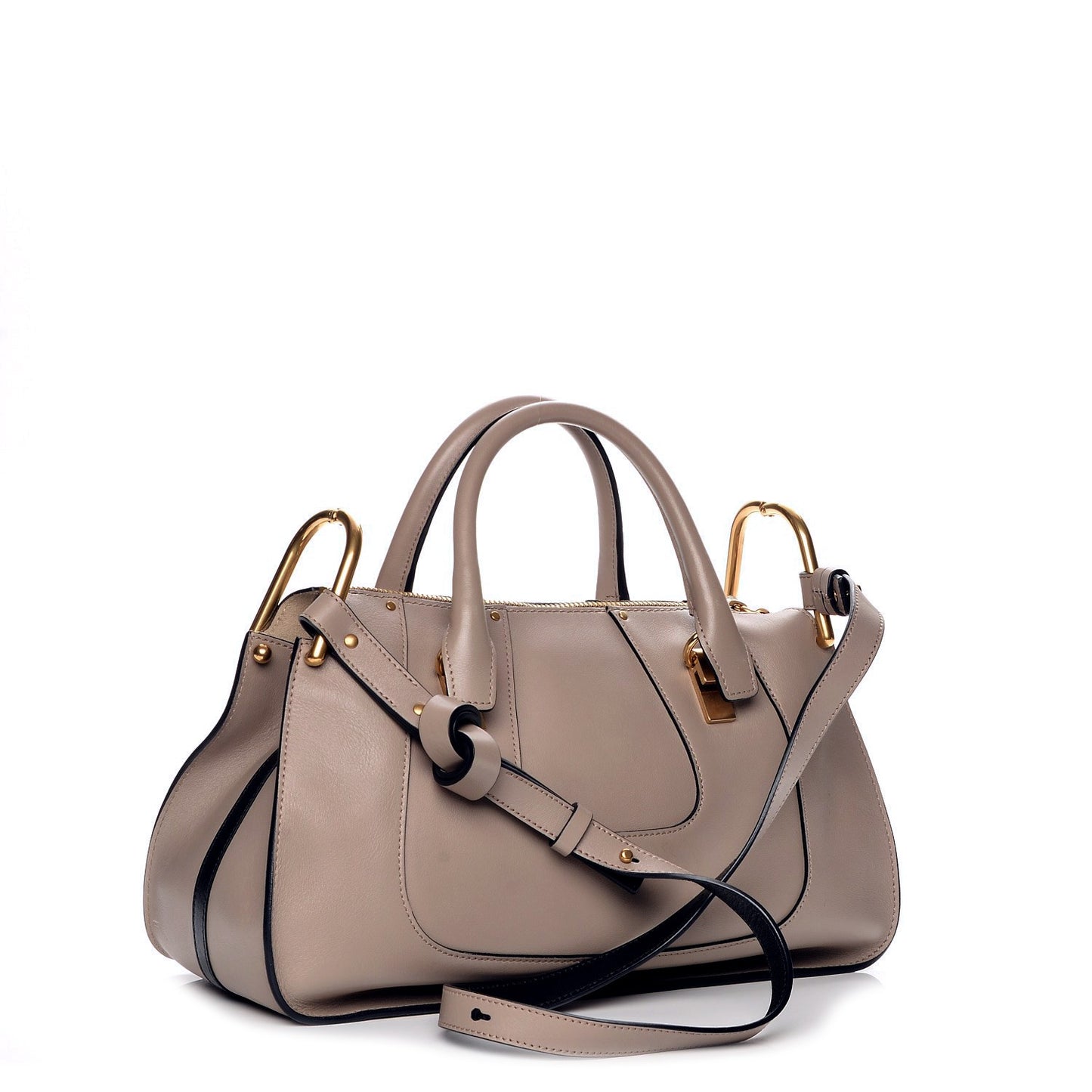 Calfskin Suede Hayley Double Carry Satchel Motty Grey