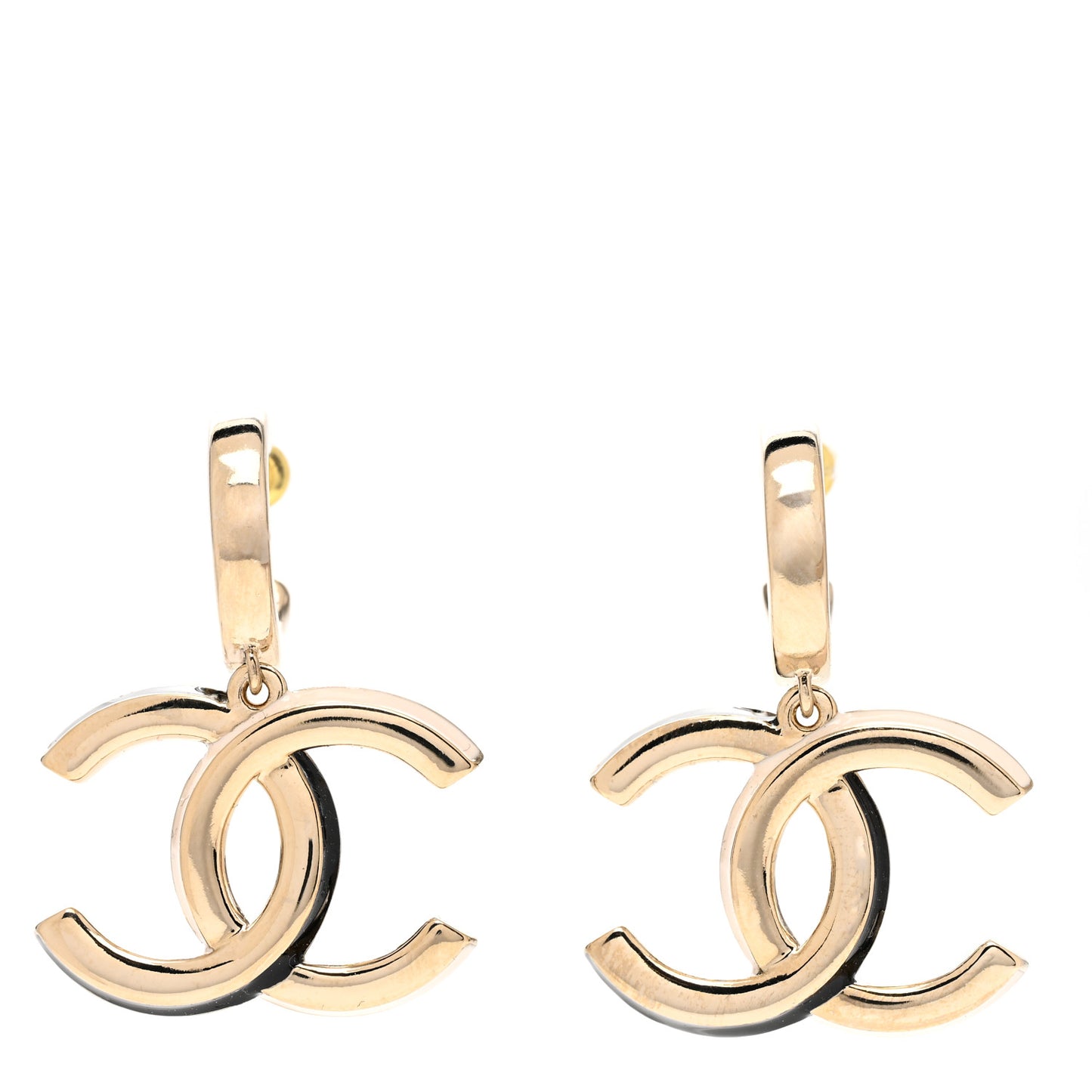 Metal Drop CC Earrings Gold
