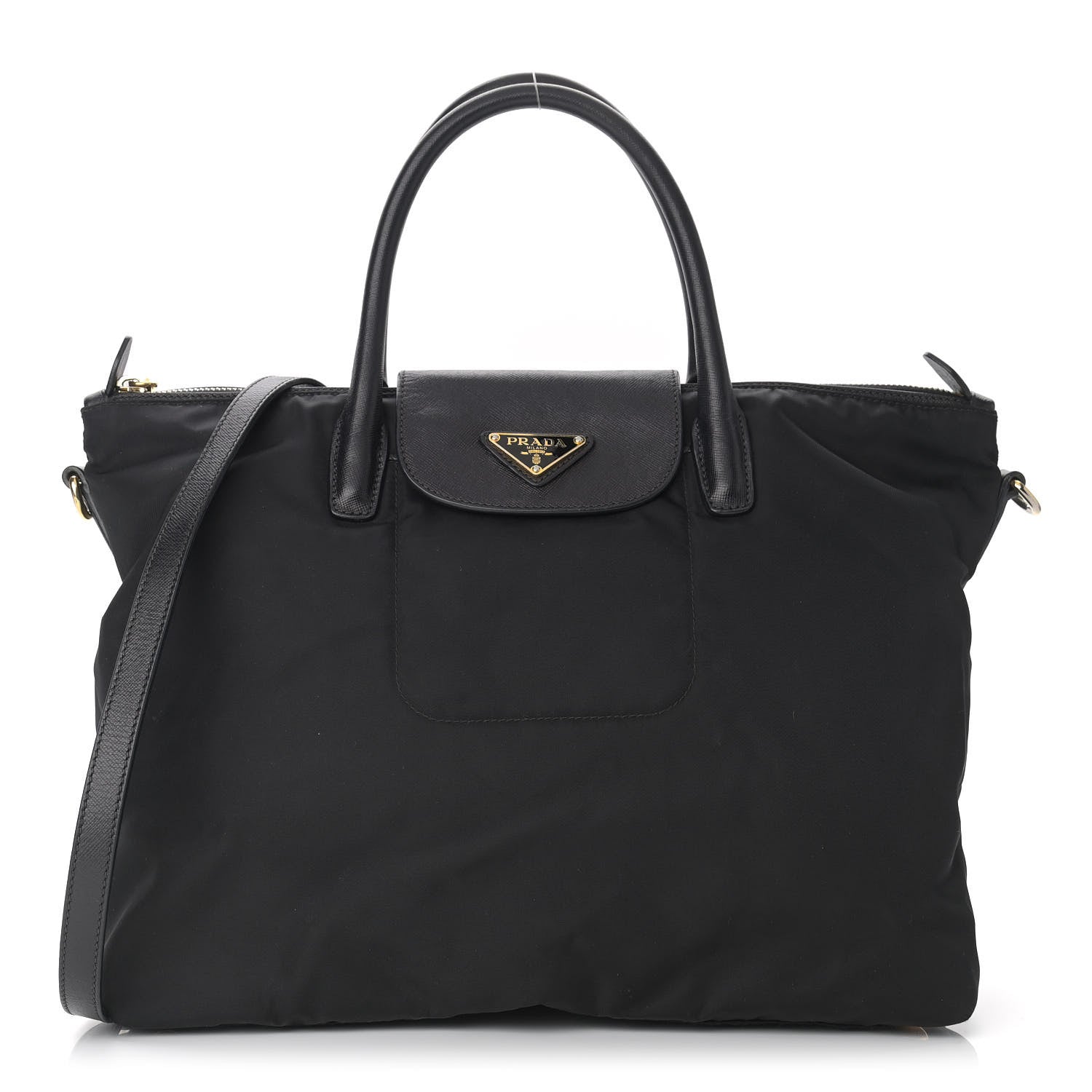 Prada Tessuto Nylon Saffiano Tote Black 1 of 10