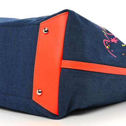 Christian Louboutin Denim Frangibus Printed Tote Blue Multicolor 9 of 9