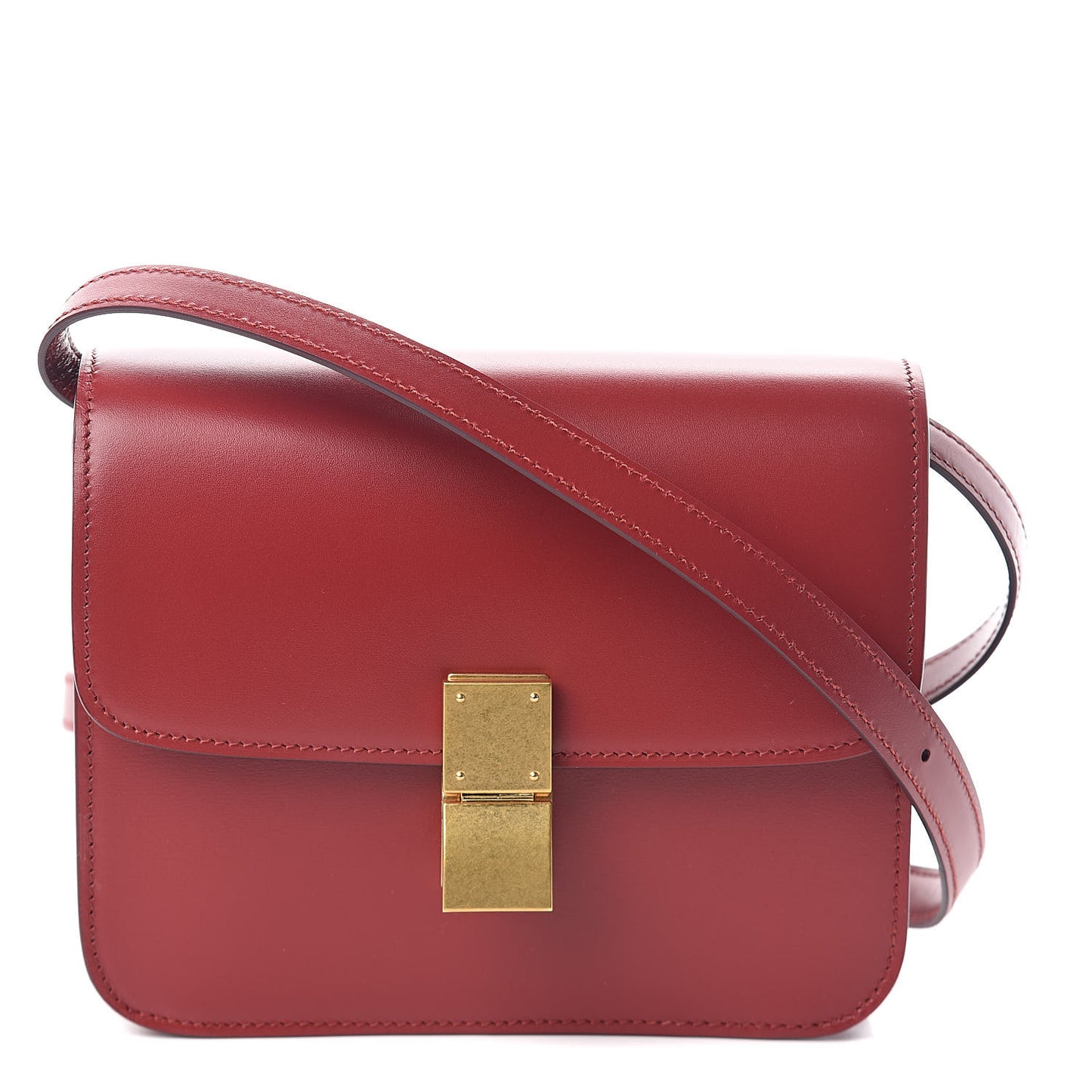 Box Calfskin Teen Classic Box Flap Bag Red
