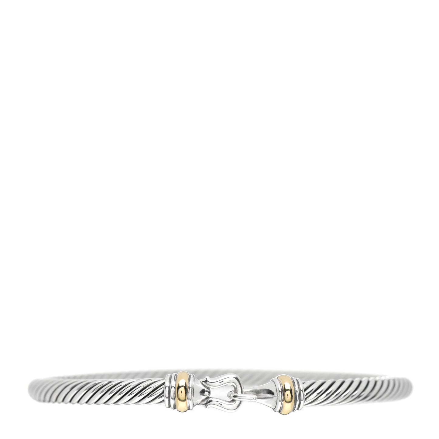 Sterling Silver 18K Yellow Gold 4mm Cable Buckle Bracelet