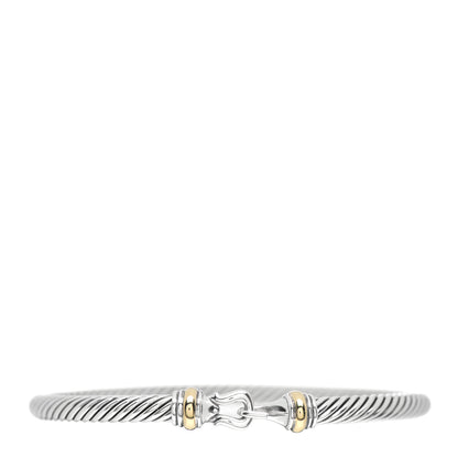 David Yurman Sterling Silver 18K Yellow Gold 4mm Cable Buckle Bracelet 1 of 4