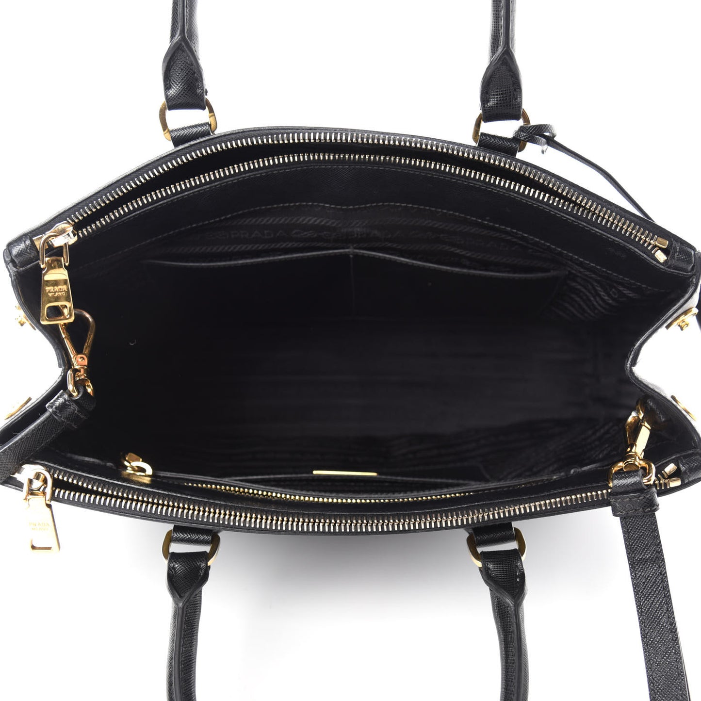 Saffiano Medium Galleria Double Zip Tote Black