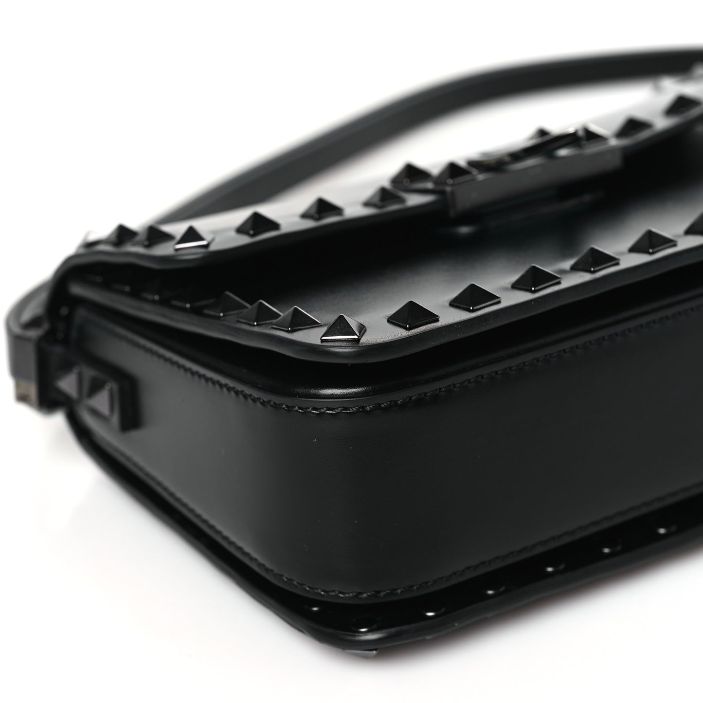 Smooth Calfskin Enamel Tonal Small Rockstud23 Shoulder Bag Black