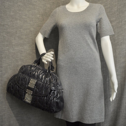 Miu Miu Leather Matelasse Coffer Tote Black 2 of 11