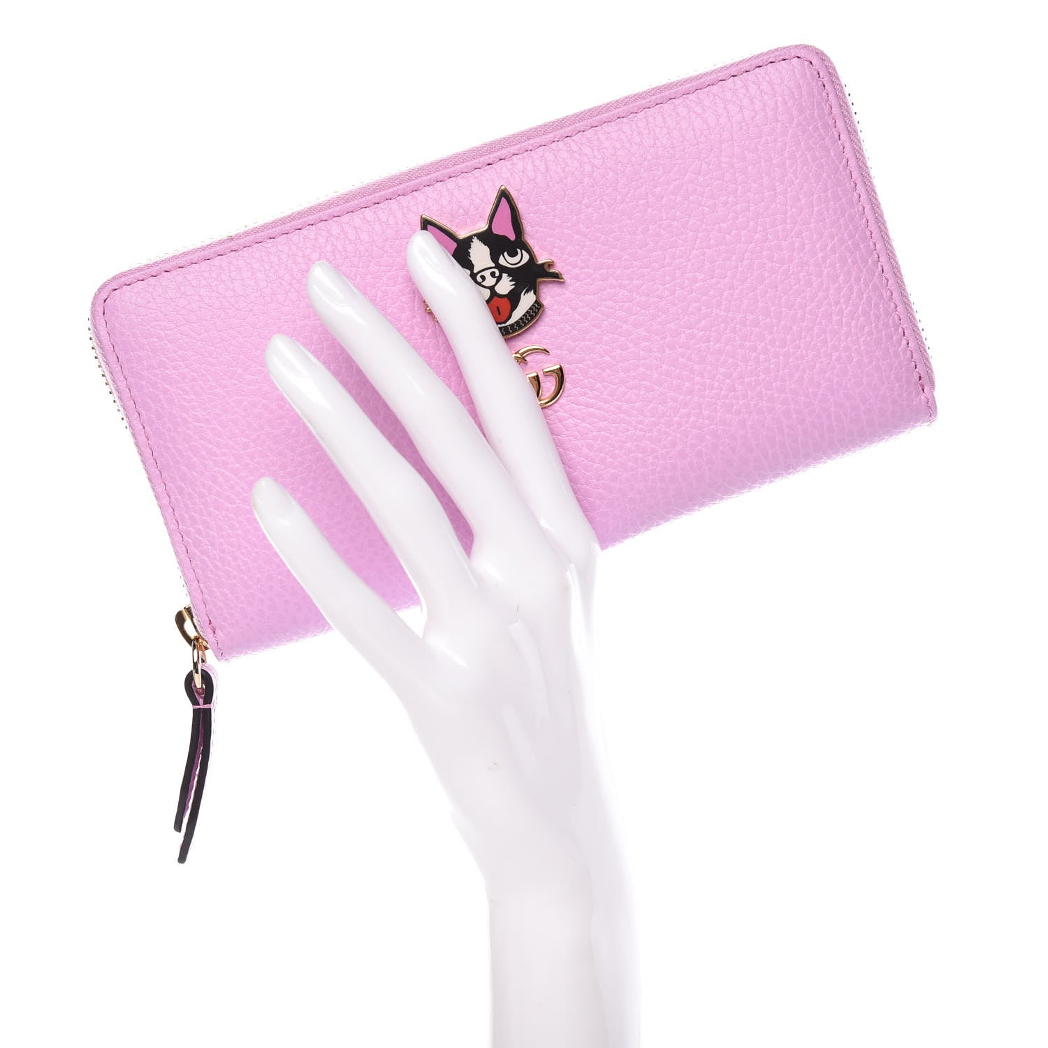 Gucci Dollar Calfskin GG Marmont Bosco Zip Around Wallet Malva 2 of 8