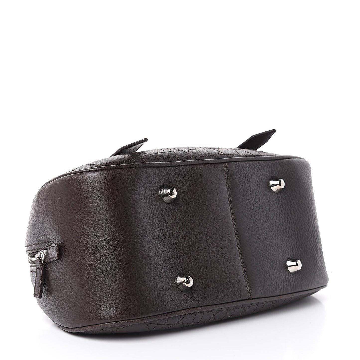 Calfskin Cannage Handbag Dark Brown