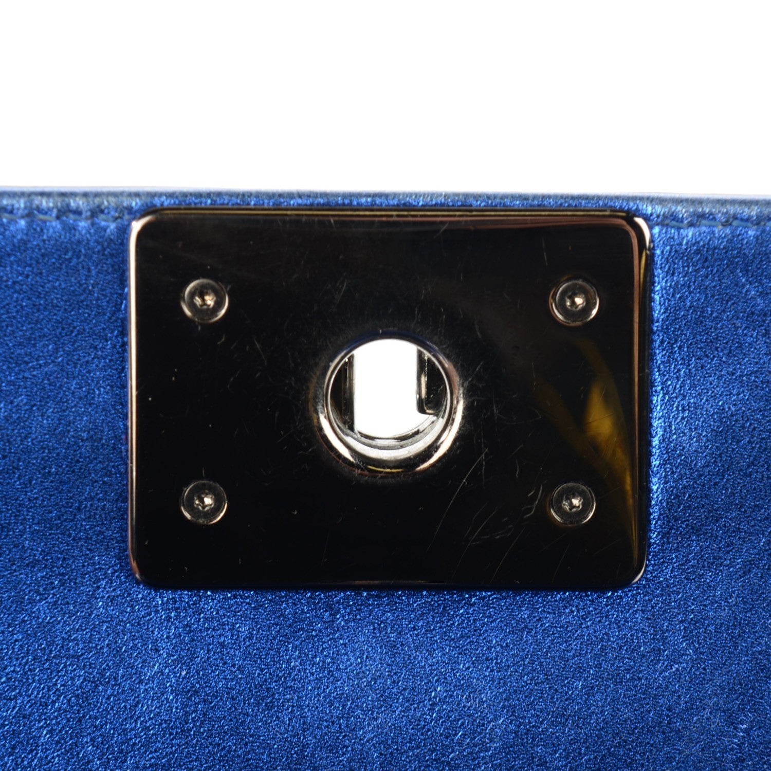 Chanel Metallic Patent Calfskin Quilted Small Boy Flap Blue 8 of 9