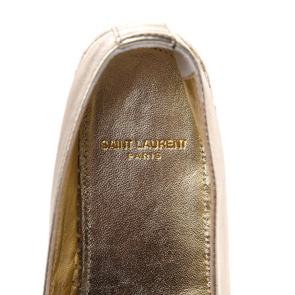 Saint Laurent Metallic Lambskin Monogram Espadrilles 38 Platino 6 of 9