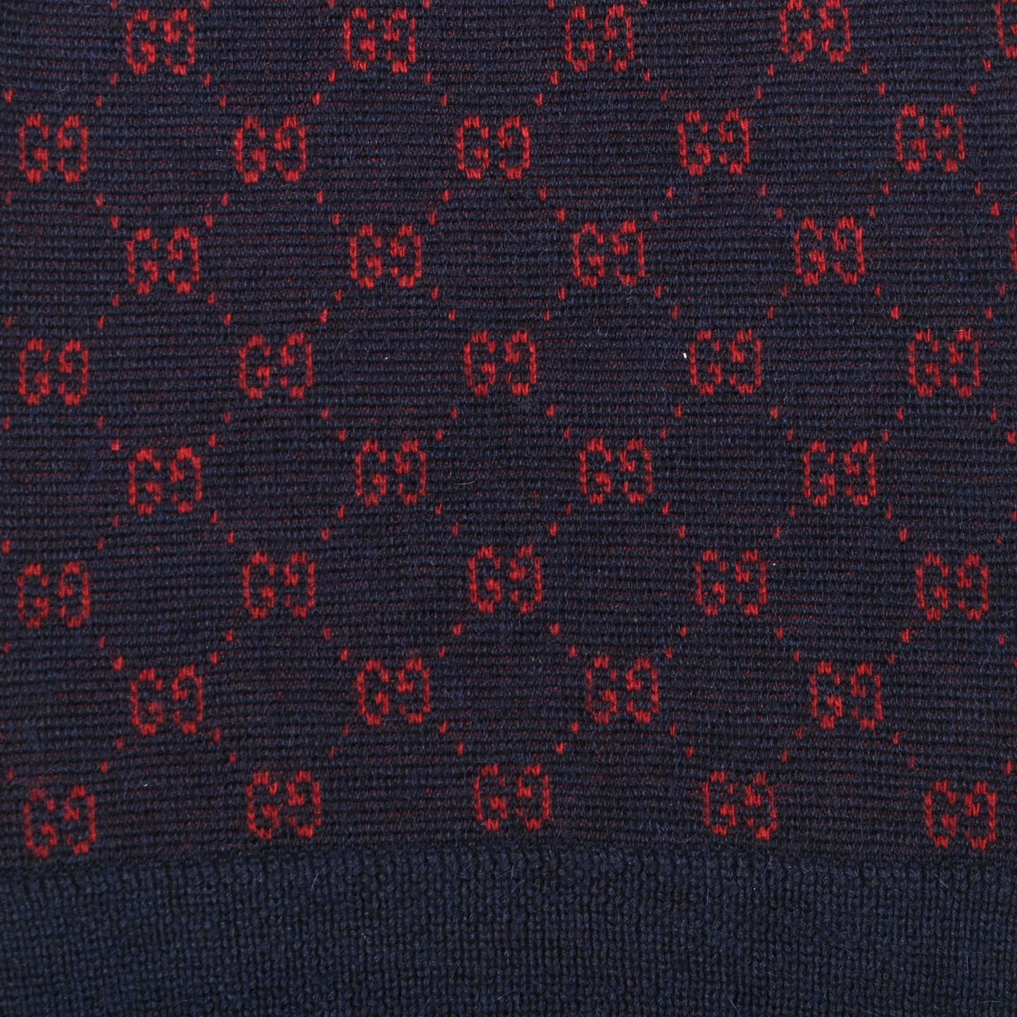 Alpaca Wool Knit GG Monogram Hog Scarf Navy Red
