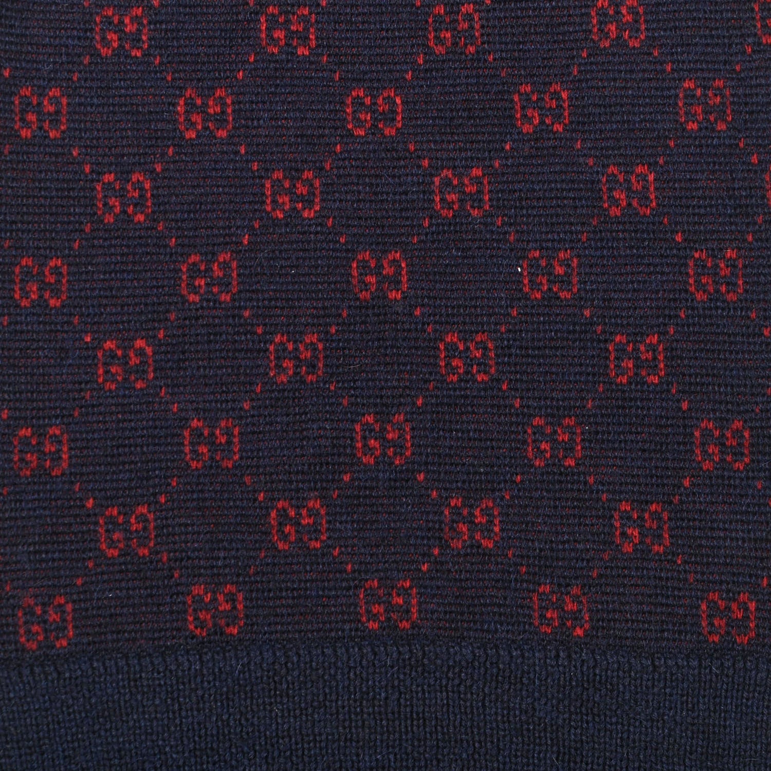 Gucci Alpaca Wool Knit GG Monogram Hog Scarf Navy Red 5 of 5