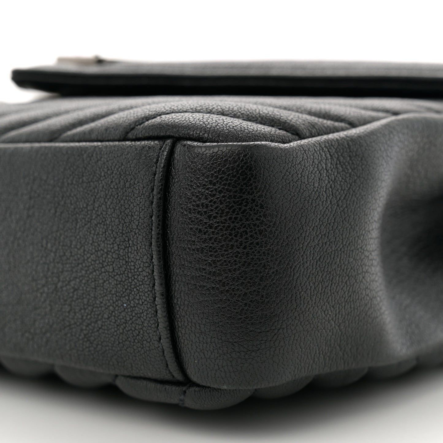Sheepskin Matelasse Chevron Monogram Medium College Bag Black