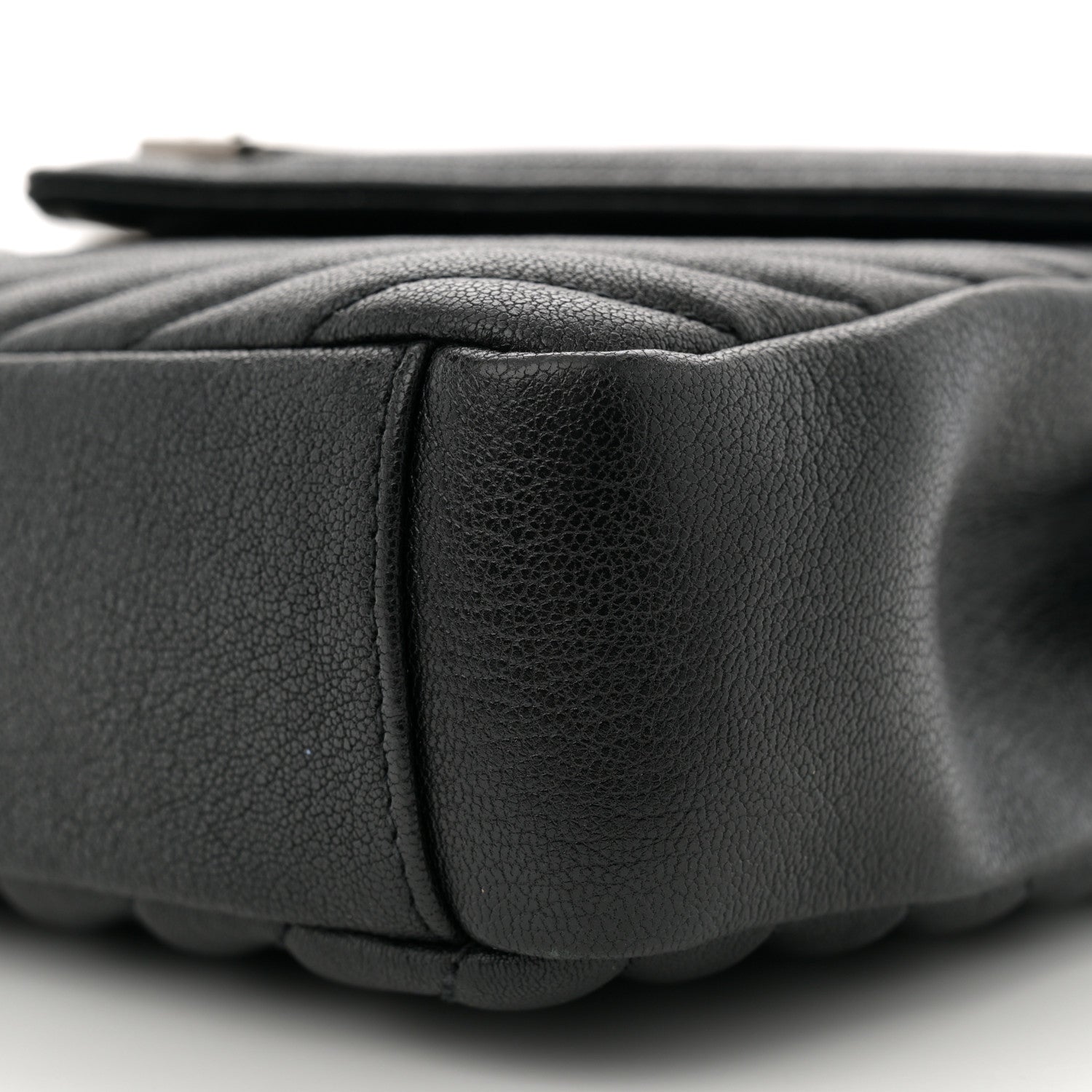 Saint Laurent Sheepskin Matelasse Chevron Monogram Medium College Bag Black 10 of 11
