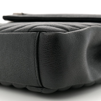 Saint Laurent Sheepskin Matelasse Chevron Monogram Medium College Bag Black 10 of 11
