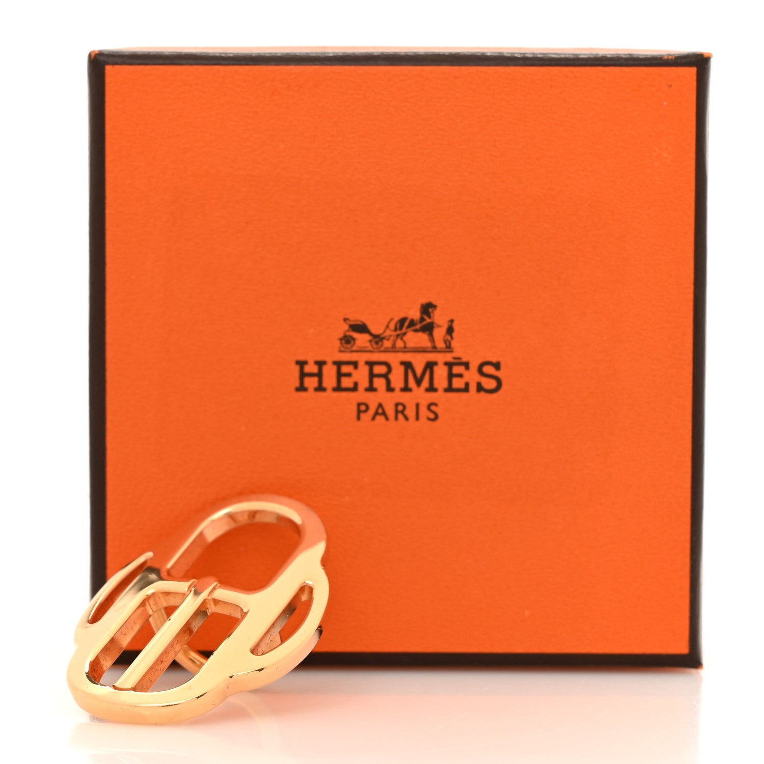 Hermes Polished Rose Gold Plated Mini Boucle Twilly Ring 4 of 4