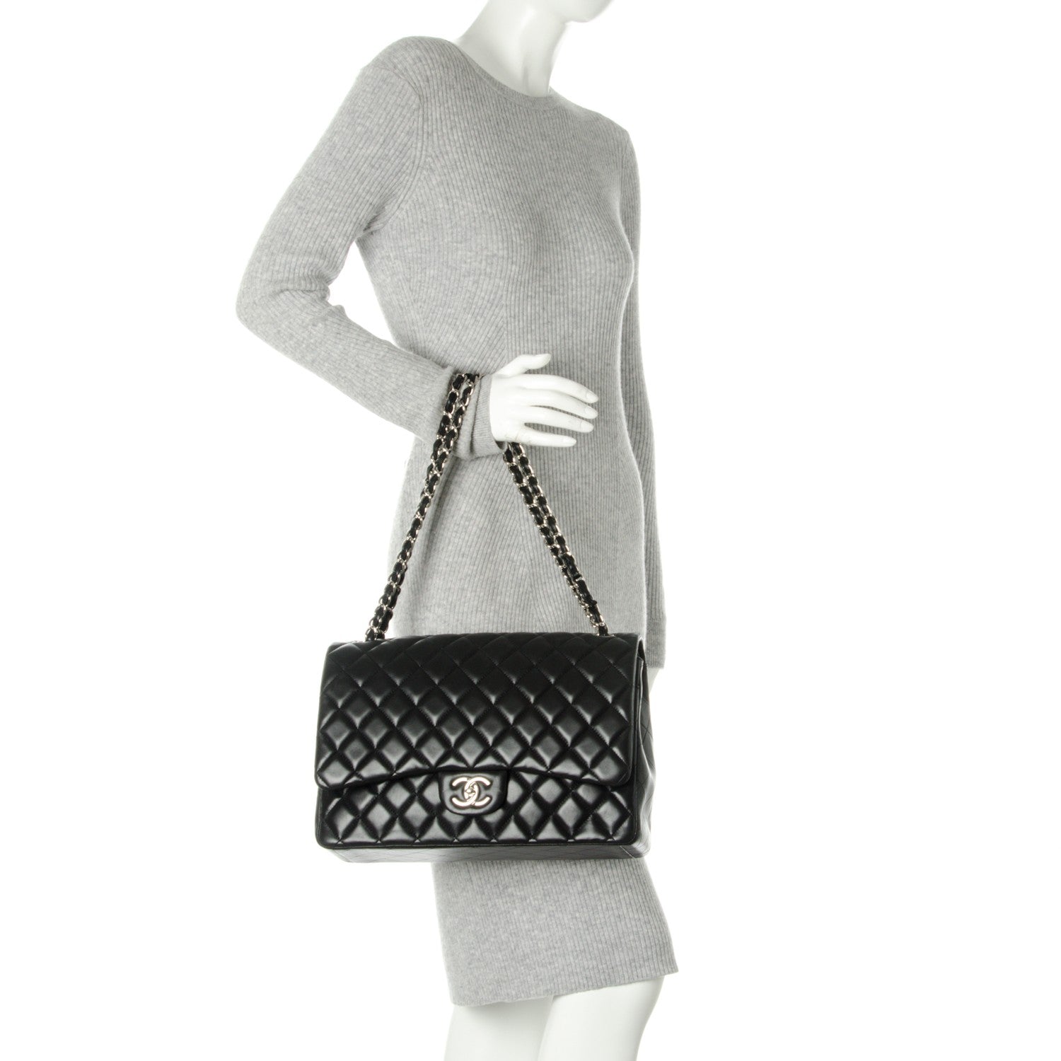 Chanel Lambskin Quilted Maxi Double Flap Black 2 of 9