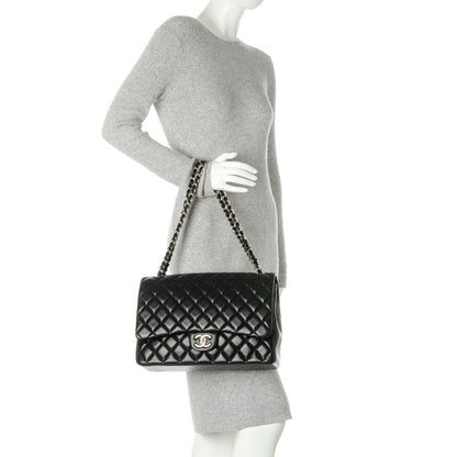 Chanel Lambskin Quilted Maxi Double Flap Black 2 of 9
