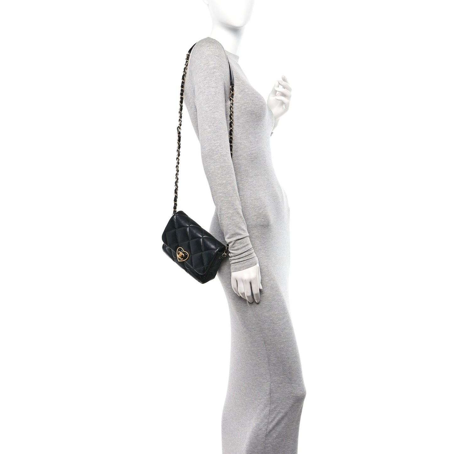 Lambskin Plexiglass Quilted Coco Love Mini Flap Black