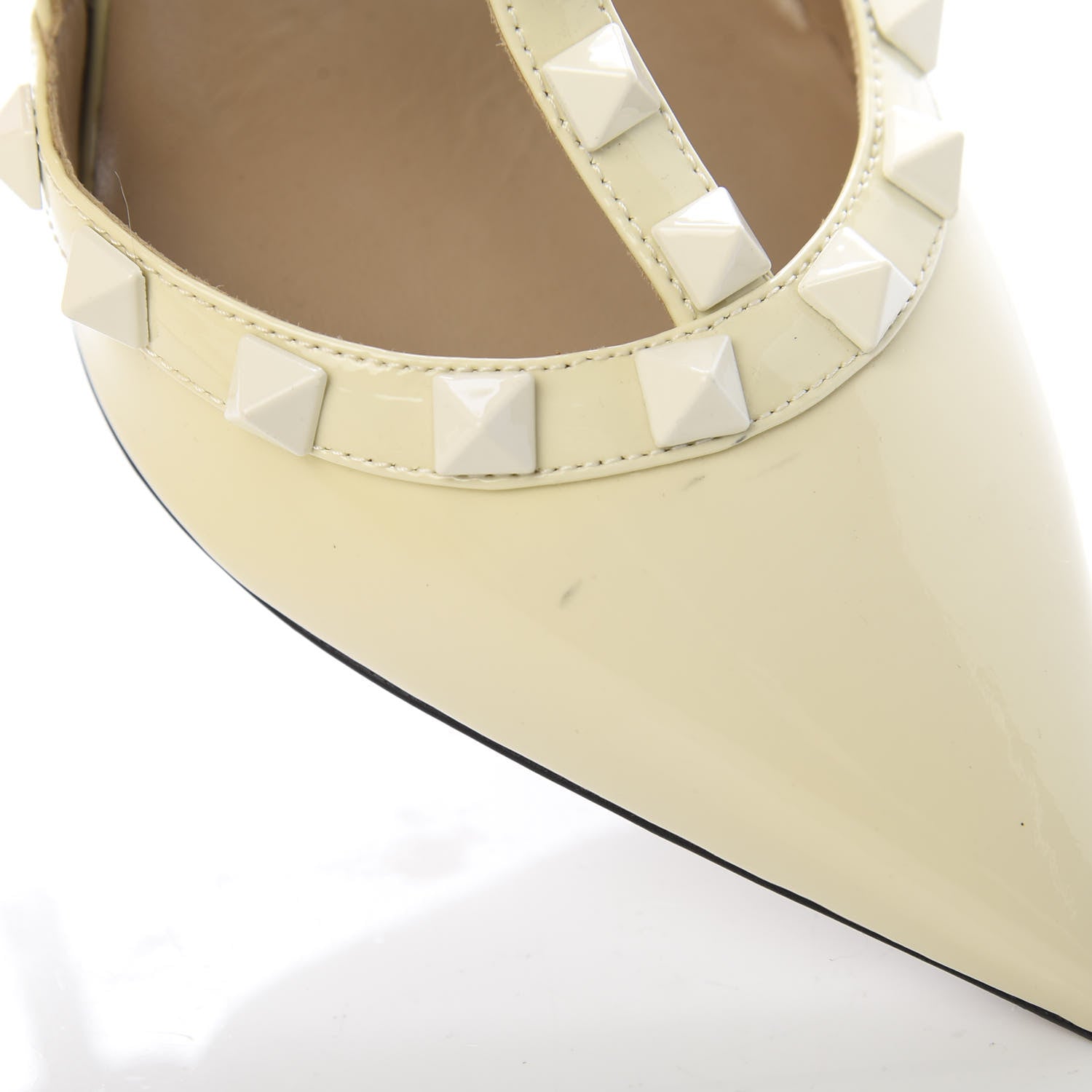 Valentino Garavani Patent Monochrome Rockstud Ankle Strap 100mm Pumps 36.5 Ivory 10 of 10