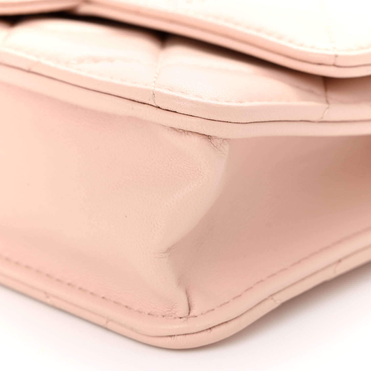 Chanel Lambskin Plexi Quilted Wallet On Chain WOC Light Beige 11 of 12