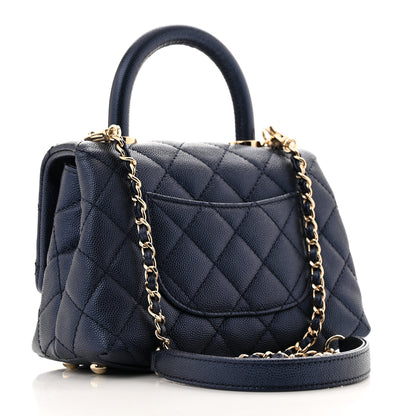 Chanel Iridescent Caviar Quilted Extra Mini Coco Handle Flap Dark Blue 3 of 11