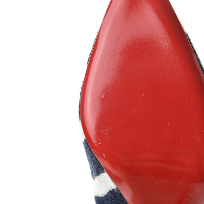 Christian Louboutin Sponge Fabric Shiny Nappa Decollete Spa 100 Pumps 38 Navy White 8 of 10