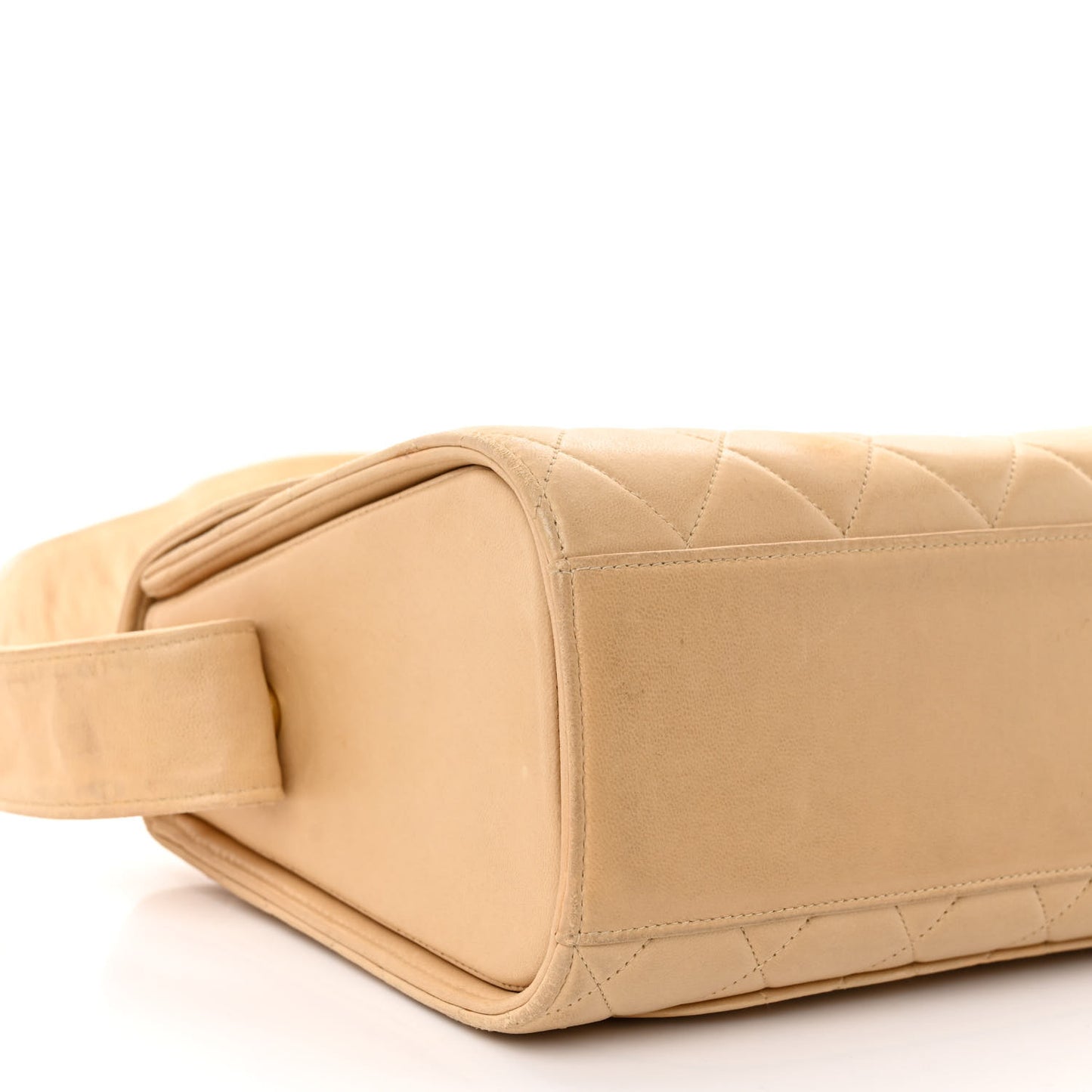 Lambskin Quilted Flap Shoulder Bag Beige