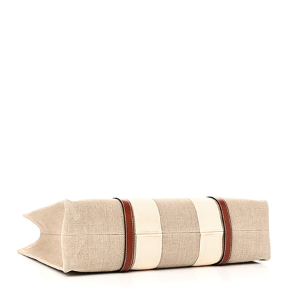 Chloe Linen Calfskin Large Woody Ribbon Tote White Brown 4 of 9