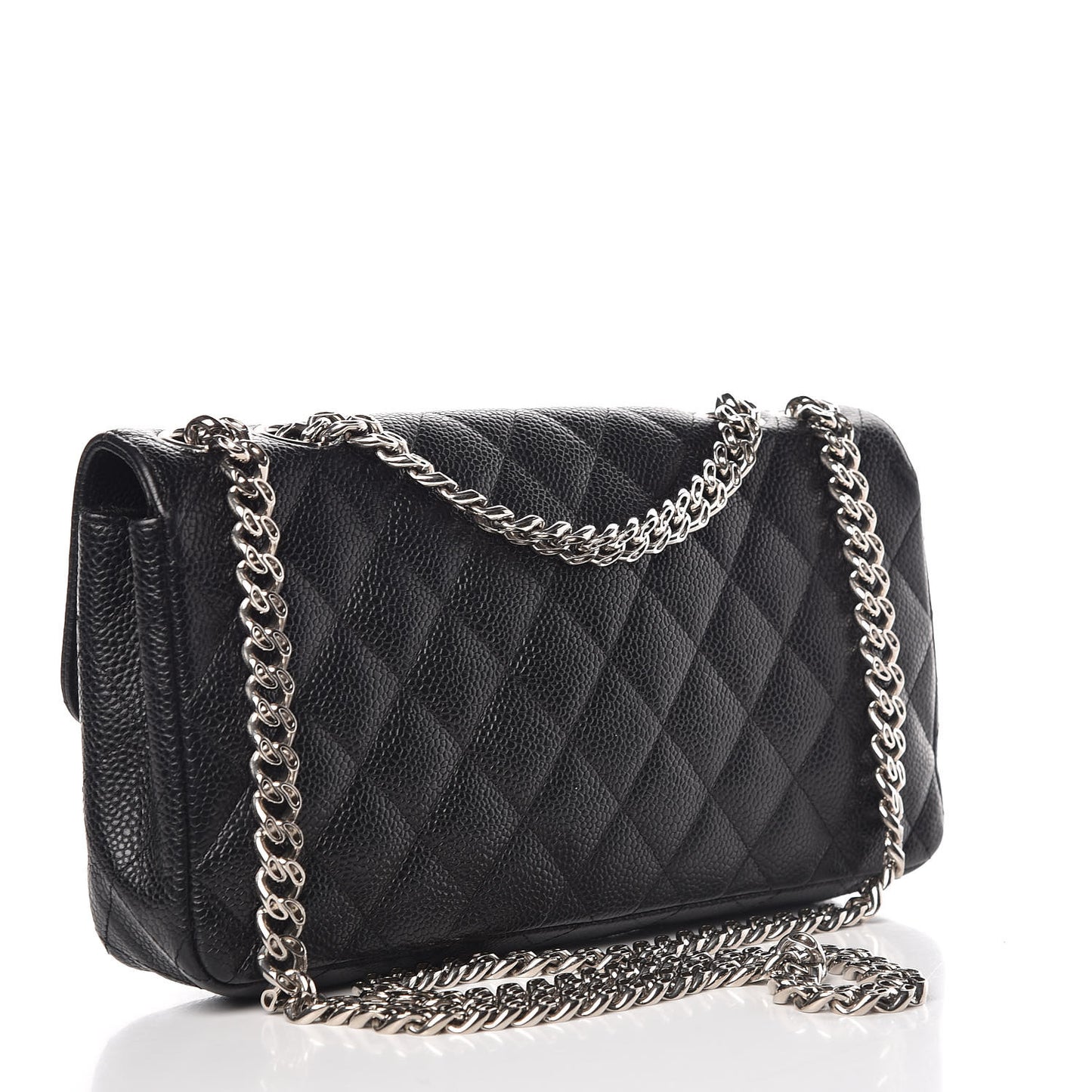 Caviar Quilted East West Flap Bijoux Chain Black