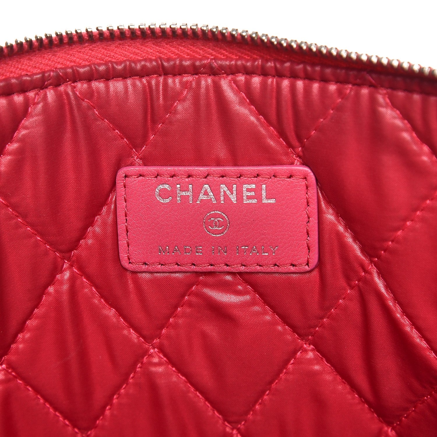 Chanel Patent Calfskin Quilted Valentine Hearts Medium O Cosmetic Case Dark Pink 6 of 9